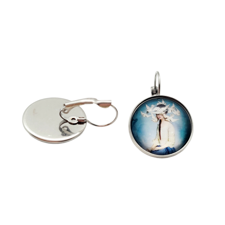 EARRINGS SILVER GIRL WITH BIRDS1